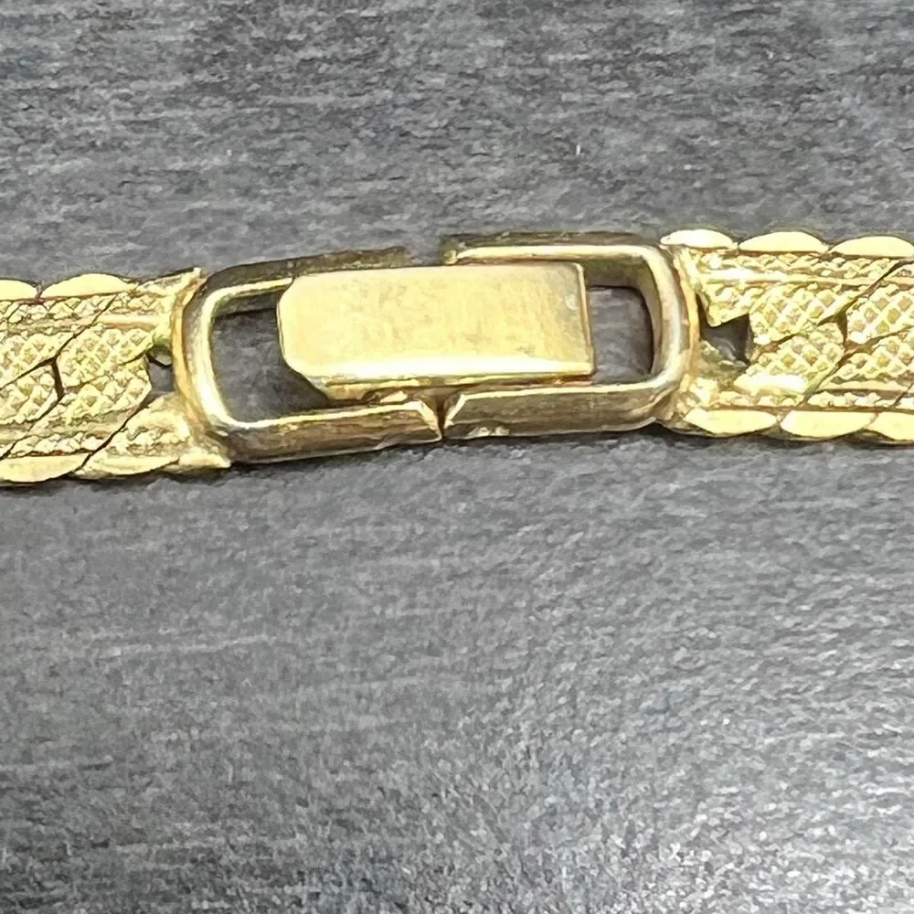 Vintage Napier Textured Gold/Silver Herringbone Necklace 16” Men/Women